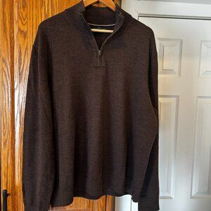 Banana Republic Factory Dark Brown Merino Wool 1/4 Zip Sweater XXL (EUC)